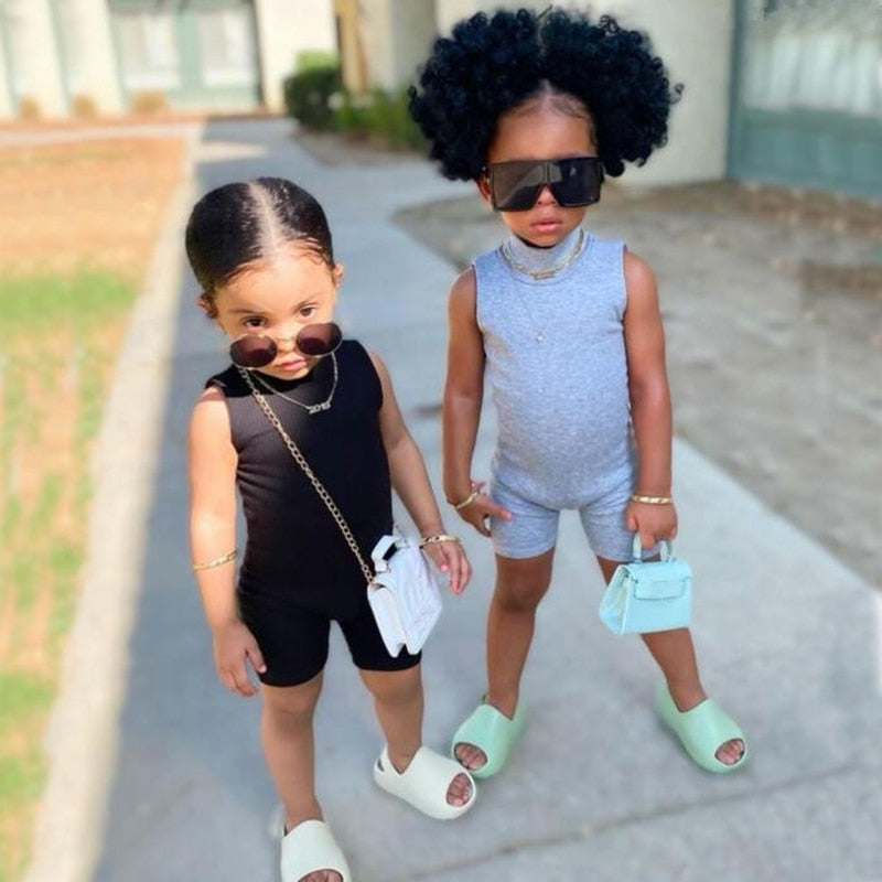 Solid Fitted Matching Mother Daughter Romper