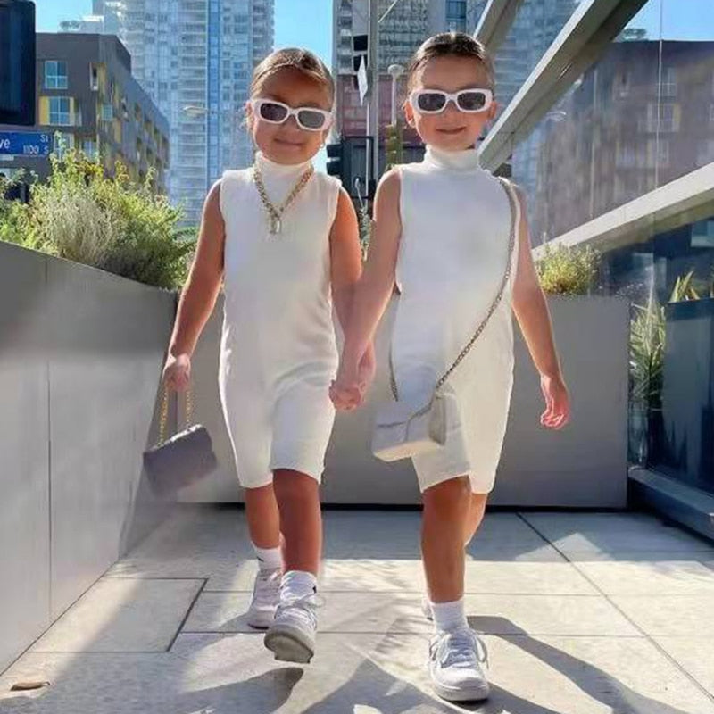 Solid Fitted Matching Mother Daughter Romper