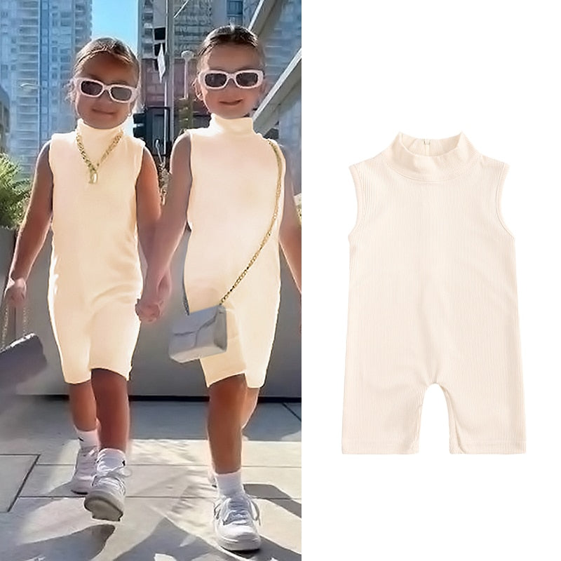 Solid Fitted Matching Mother Daughter Romper