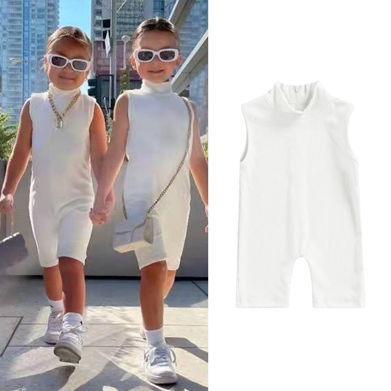 Solid Fitted Matching Mother Daughter Romper