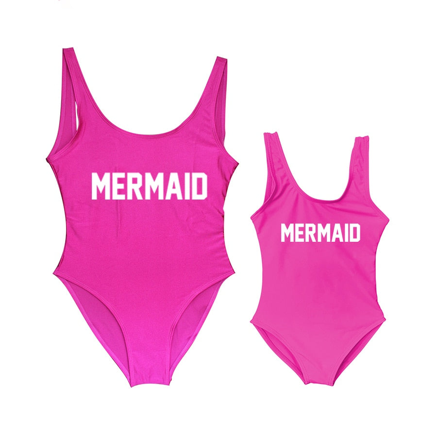 Mermaid Mommy and Me Mother Daughter Matching Swim Suit