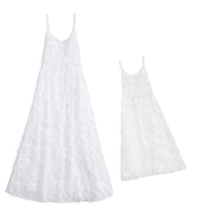 White Textured Maxi Dress