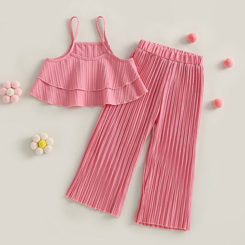 Pretty Pink Pleated Two Piece Mommy and Me Mother Daughter Matching Set