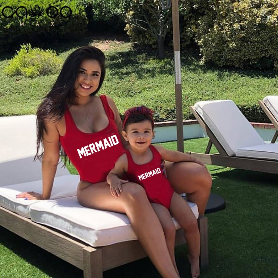 Mermaid Mommy and Me Mother Daughter Matching Swim Suit