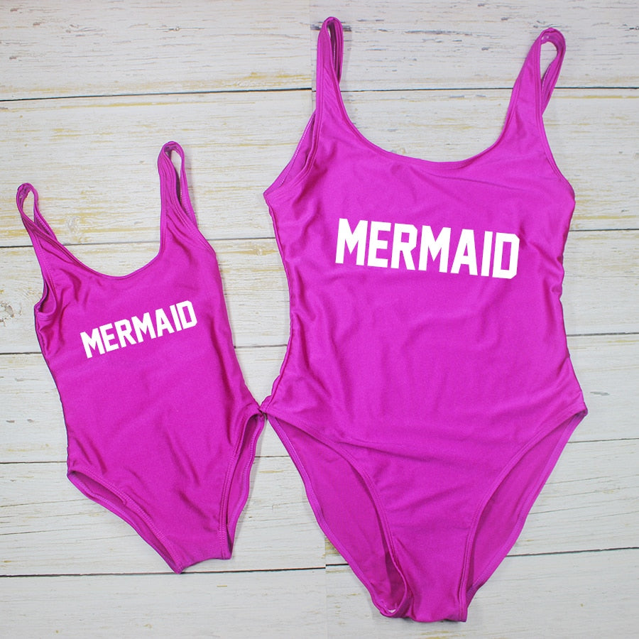 Mermaid Mommy and Me Mother Daughter Matching Swim Suit