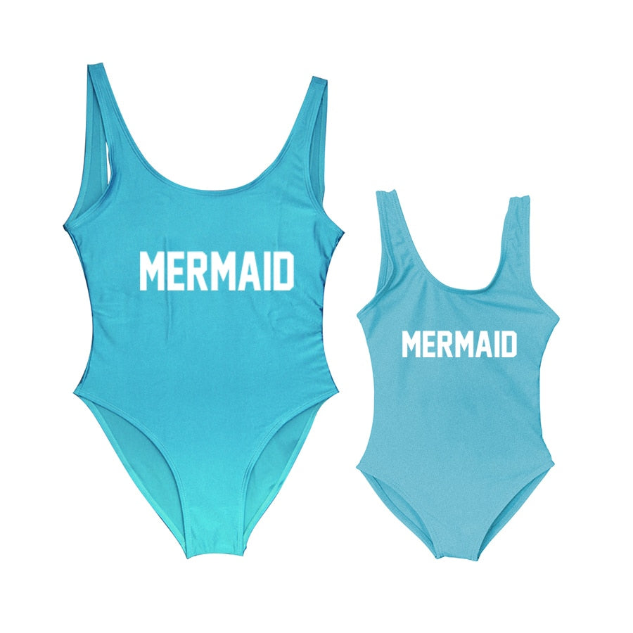 Mermaid Mommy and Me Mother Daughter Matching Swim Suit