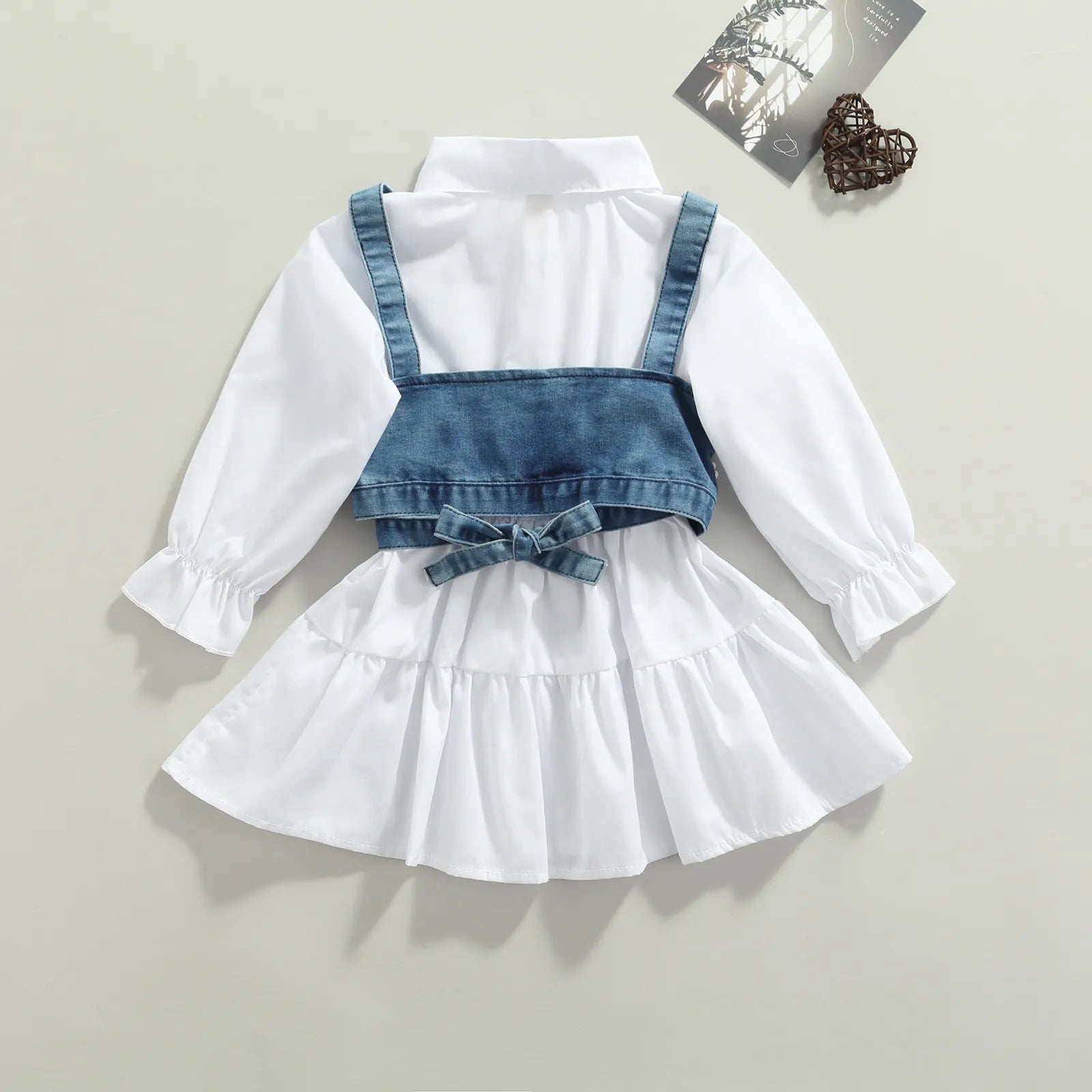 Daughter Matching Diamonds Pearls and Denim White Shirt Dress