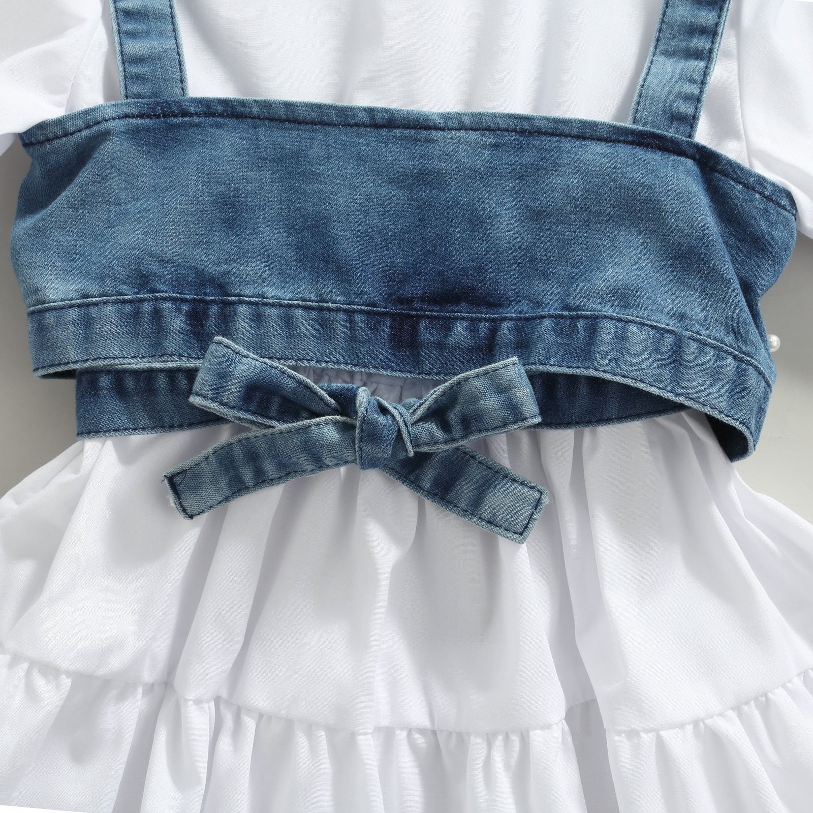 Daughter Matching Diamonds Pearls and Denim White Shirt Dress