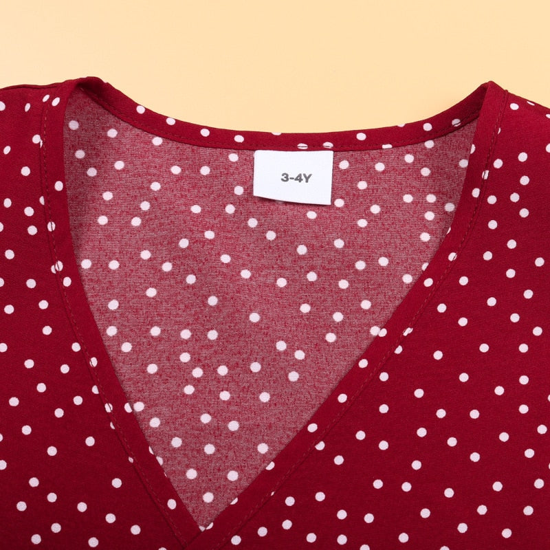 Matching Mommy and me Mother Daughter Pola-Daught Dresss