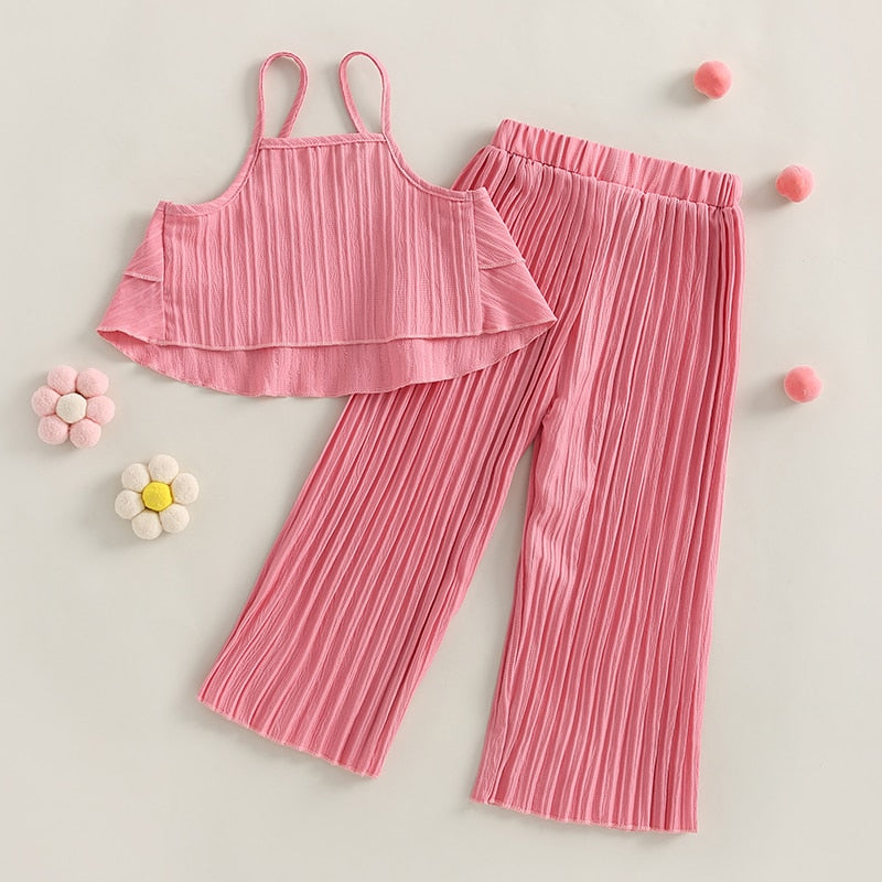 Pretty Pink Pleated Two Piece  Mommy and Me Mother Daughter Matching Set