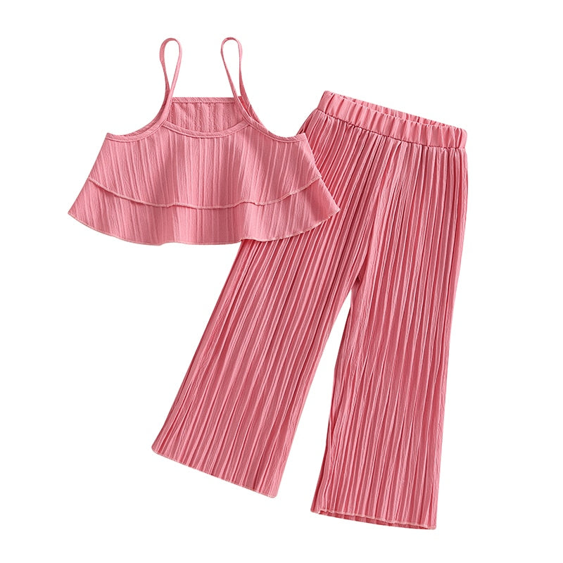 Pretty Pink Pleated Two Piece  Mommy and Me Mother Daughter Matching Set