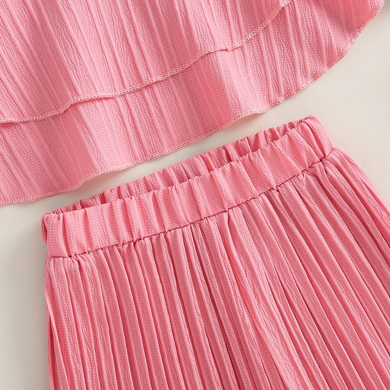 Pretty Pink Pleated Two Piece  Mommy and Me Mother Daughter Matching Set