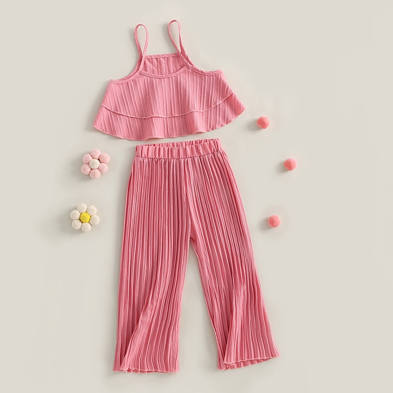 Pretty Pink Pleated Two Piece  Mommy and Me Mother Daughter Matching Set